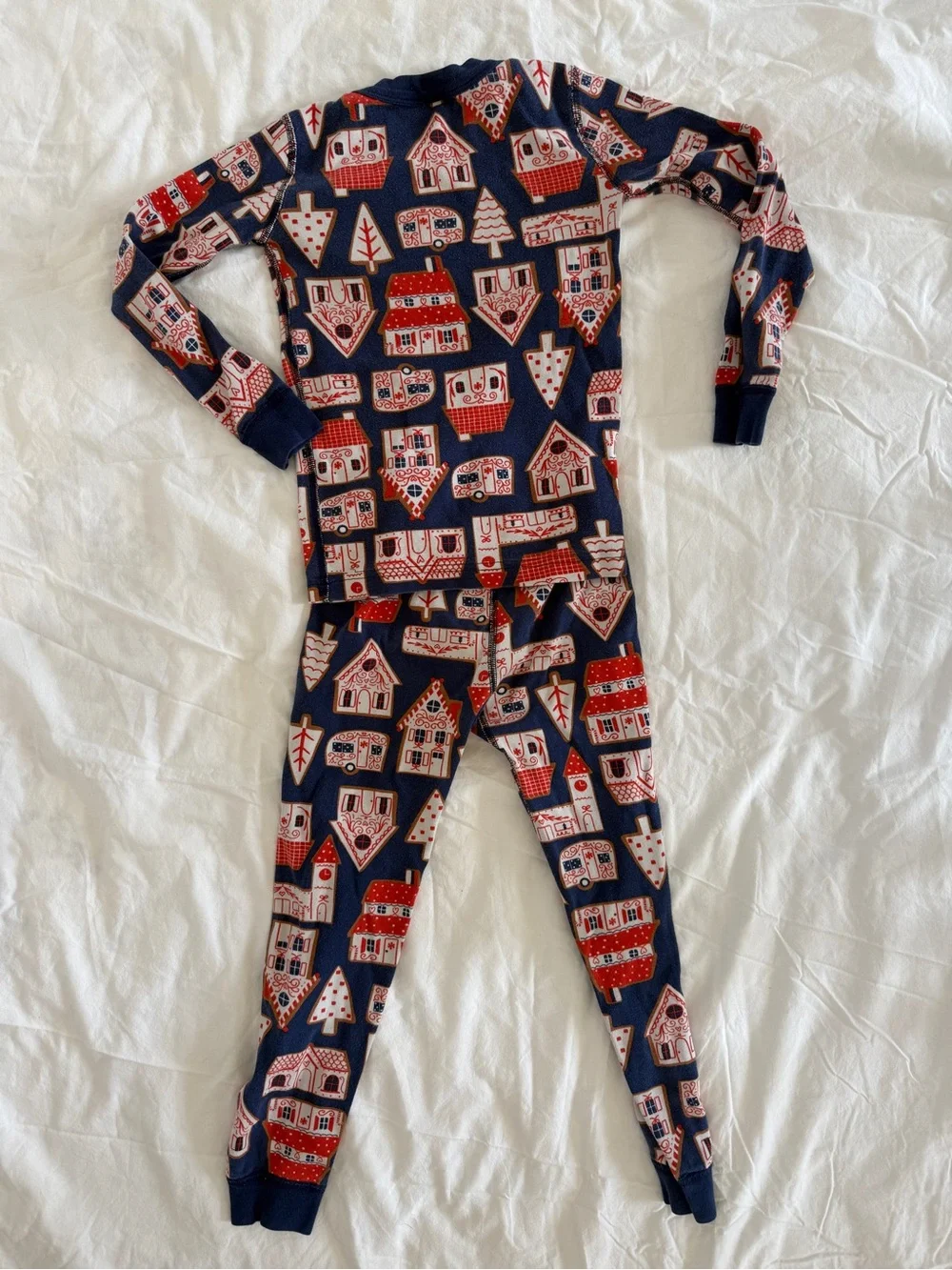 Hanna Andersson 6/7 Navy Holiday Christmas Gingerbread Pajamas